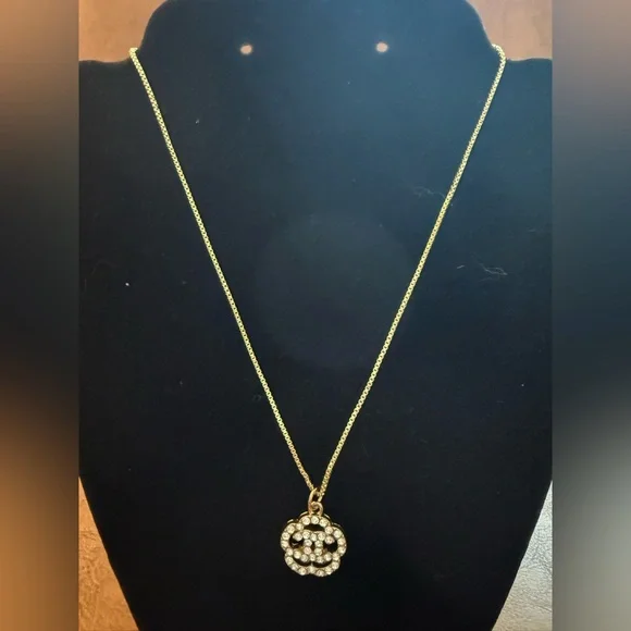 Chanel Crystal CC Flower Charm Pendant w/16” Gold Plated Necklace & Packaging - Picture 4 of 14